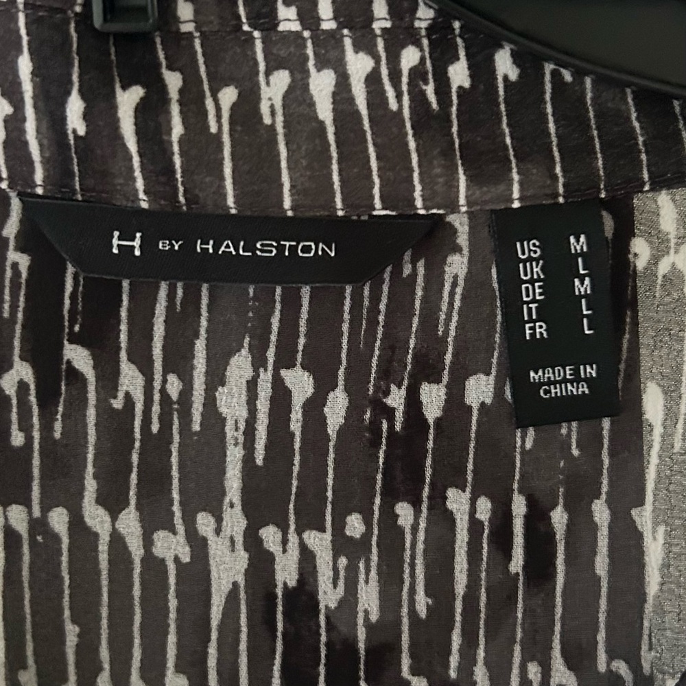 H BY HALSTON Sheer Midi Shirt Dress Cover Up Oversized Layer Beach Resort Size M - Picture 2 of 15